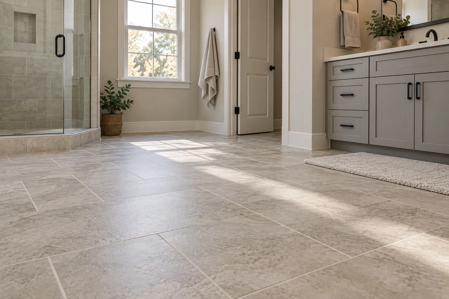 Tile flooring installation image