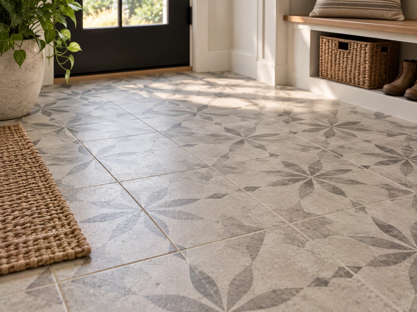 Patterned luxury vinyl tile detail