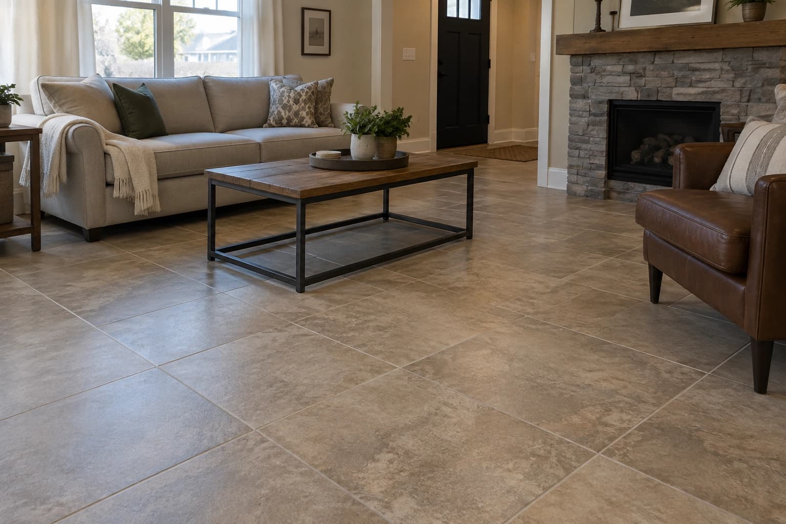 Tile flooring installation image