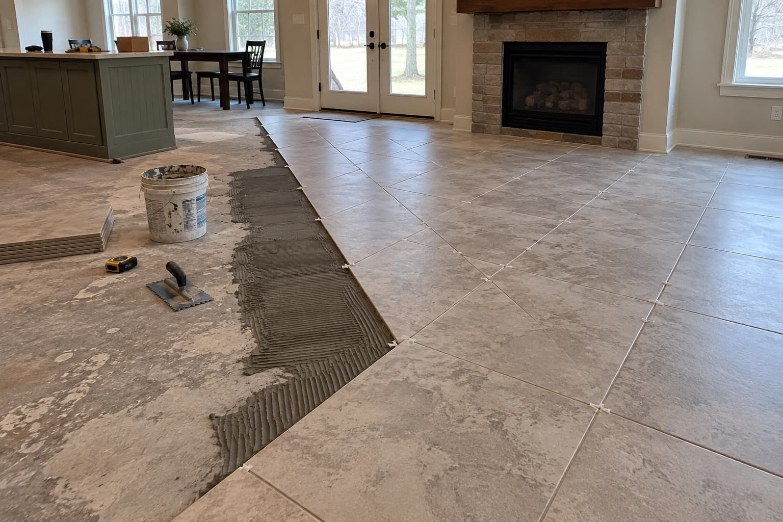 Tile flooring installation